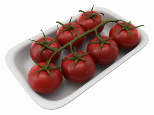 Tomatoes with tray 01 3Dモデル