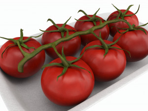 Tomatoes with tray 01 3Dモデル