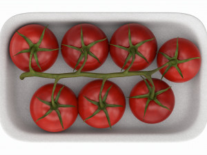 Tomatoes with tray 01 3Dモデル