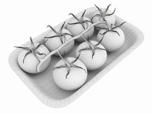 Tomatoes with tray 01 3D Model