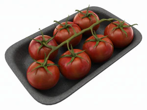 Tomatoes with tray 02 3D Model