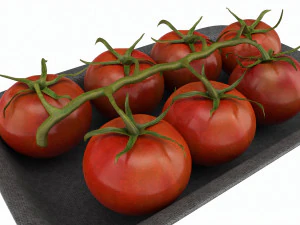 Tomatoes with tray 02 3D Model