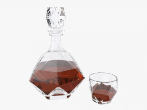 Whiskey Liquor Decanter with Glass 3D Model