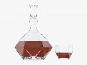 Whiskey Liquor Decanter with Glass 3D Модель