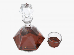 Whiskey Liquor Decanter with Glass 3D Модель