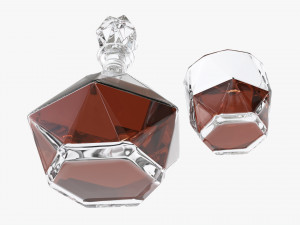Whiskey Liquor Decanter with Glass 3D Модель