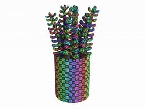 Artificial Sedum Lucidum plant in ceramic pot Model 3D