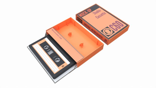 Audio cassette with cover 3D Model .c4d .max .obj .3ds .fbx .stl .blend 