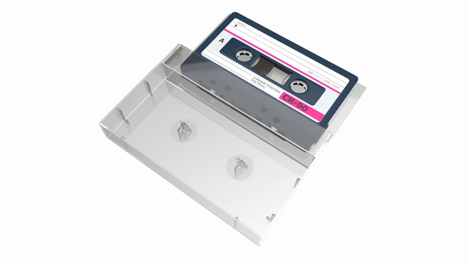Audio cassette with cover 01 3D Model .c4d .max .obj .3ds .fbx .stl .blend 