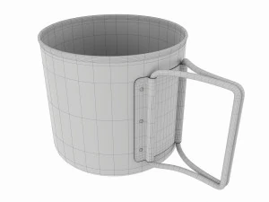 Camping metal mug with foldable handles 3D Model