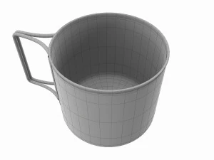 Camping metal mug with foldable handles 3D Model