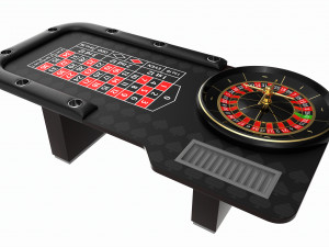 Casino European Table with Roulette Wheel 3D Model