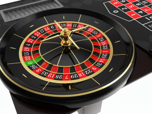 Casino European Table with Roulette Wheel 3D Model