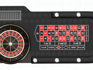 Casino European Table with Roulette Wheel 3D Model