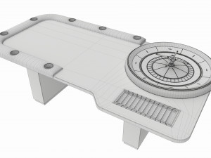 Casino European Table with Roulette Wheel 3D Model