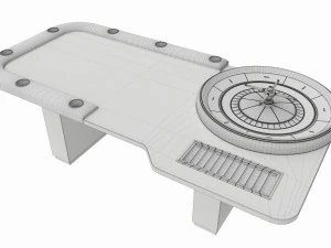 Casino European Table with Roulette Wheel 3D Model