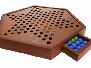 Jogo de mesa de madeira de damas chinesas em caixa Modelo 3D