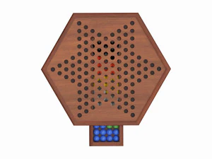 Jogo de mesa de madeira de damas chinesas em caixa Modelo 3D