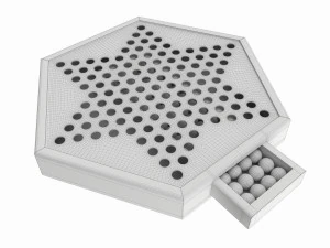 Jogo de mesa de madeira de damas chinesas em caixa Modelo 3D