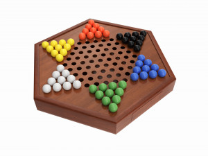 Chinese Checkers Wooden Board Table Game Unboxed 3D मॉडल