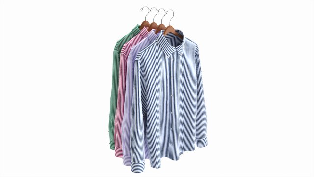 Clothing Long Sleeve Formal Shirts Men on Hanger 1 3D Model .c4d .max .obj .3ds .fbx .stl .blend 