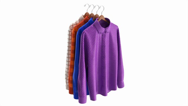 Clothing Long Sleeve Formal Shirts Men on Hanger 2 Modelo 3D .c4d .max .obj .3ds .fbx .stl .blend 