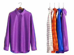Clothing Long Sleeve Formal Shirts Men on Hanger 2 3D Model