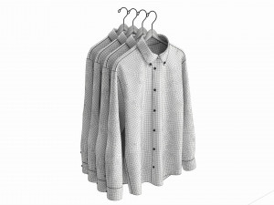 Clothing Long Sleeve Formal Shirts Men on Hanger 2 Modelo 3D