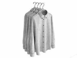 Clothing Long Sleeve Formal Shirts Men on Hanger 2 3D Model