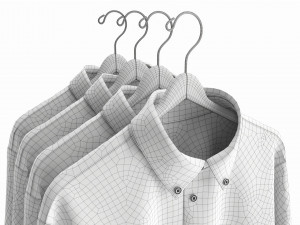 Clothing Long Sleeve Formal Shirts Men on Hanger 2 Modelo 3D