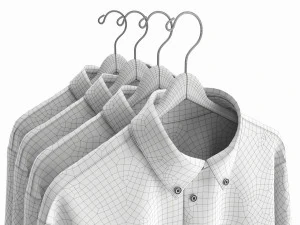 Clothing Long Sleeve Formal Shirts Men on Hanger 2 3D Model