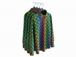 Clothing Long Sleeve Formal Shirts Men on Hanger 2 Modelo 3D