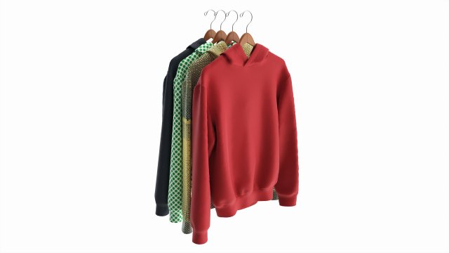 Clothing Oversized Hoodies Long Sleeve on Hanger 1 3D 모델 .c4d .max .obj .3ds .fbx .stl .blend 