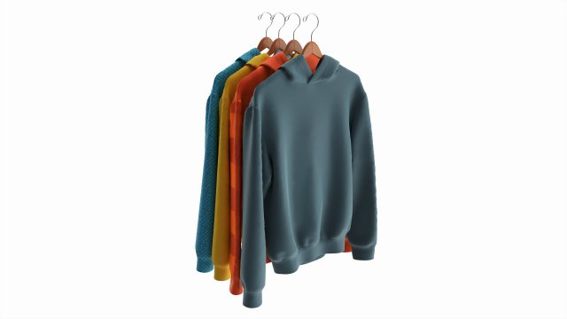 Clothing Oversized Hoodies Long Sleeve on Hanger 2 3D 모델 .c4d .max .obj .3ds .fbx .stl .blend 