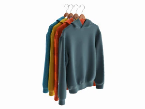 Pakaian Oversized Hoodies Lengan Panjang di Gantungan 2 Model 3D