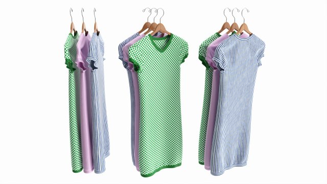 Clothing Short Sleeve Everyday Dress Medium on Hanger 3D 모델 .c4d .max .obj .3ds .fbx .stl .blend 