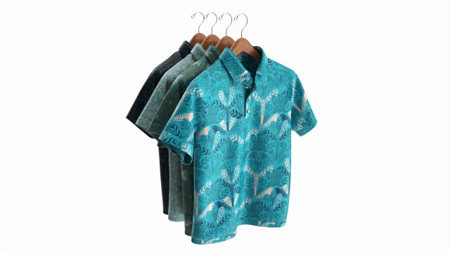 Clothing Short Sleeve Polo Shirts Men on Hanger 1 Modelo 3D .c4d .max .obj .3ds .fbx .stl .blend 