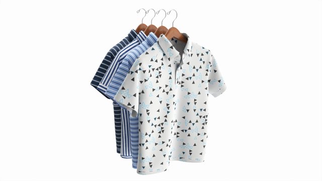 Clothing Short Sleeve Polo Shirts Men on Hanger 2 Modelo 3D .c4d .max .obj .3ds .fbx .stl .blend 