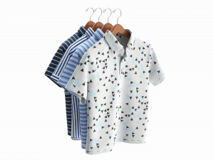 Clothing Short Sleeve Polo Shirts Men on Hanger 2 Modelo 3D
