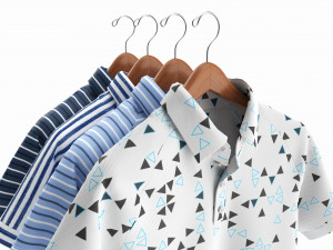 Clothing Short Sleeve Polo Shirts Men on Hanger 2 Modelo 3D