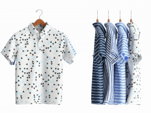 Clothing Short Sleeve Polo Shirts Men on Hanger 2 Modelo 3D