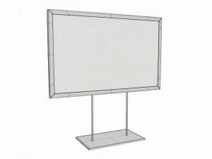 Metal sign holder with double stem base 3D मॉडल