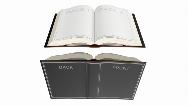 Open book with blank pages and bookjacket mockup 3D Модель .c4d .max .obj .3ds .fbx .stl .blend 