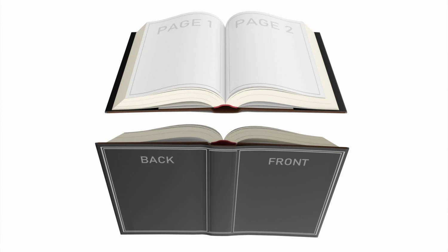 Open book with blank pages and bookjacket mockup 3D Model .c4d .max .obj .3ds .fbx .stl .blend 