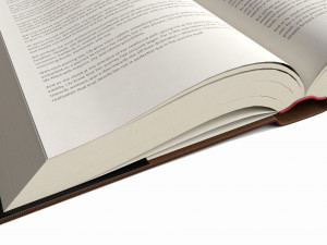 Open book with bookjacket and text 3Dモデル