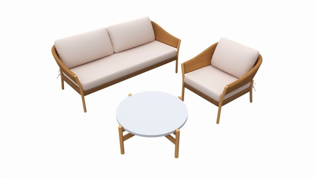 Outdoor set 2 seater sofa chair coffee table 02 3D 模型 .c4d .max .obj .3ds .fbx .stl .blend