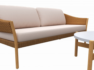 Outdoor set 2 seater sofa chair coffee table 02 3D 模型