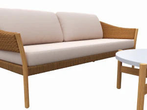 Outdoor set 2 seater sofa chair coffee table 02 3D Model