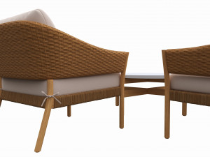 Outdoor set 2 seater sofa chair coffee table 02 3D 模型