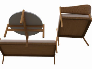 Outdoor set 2 seater sofa chair coffee table 02 3D Model